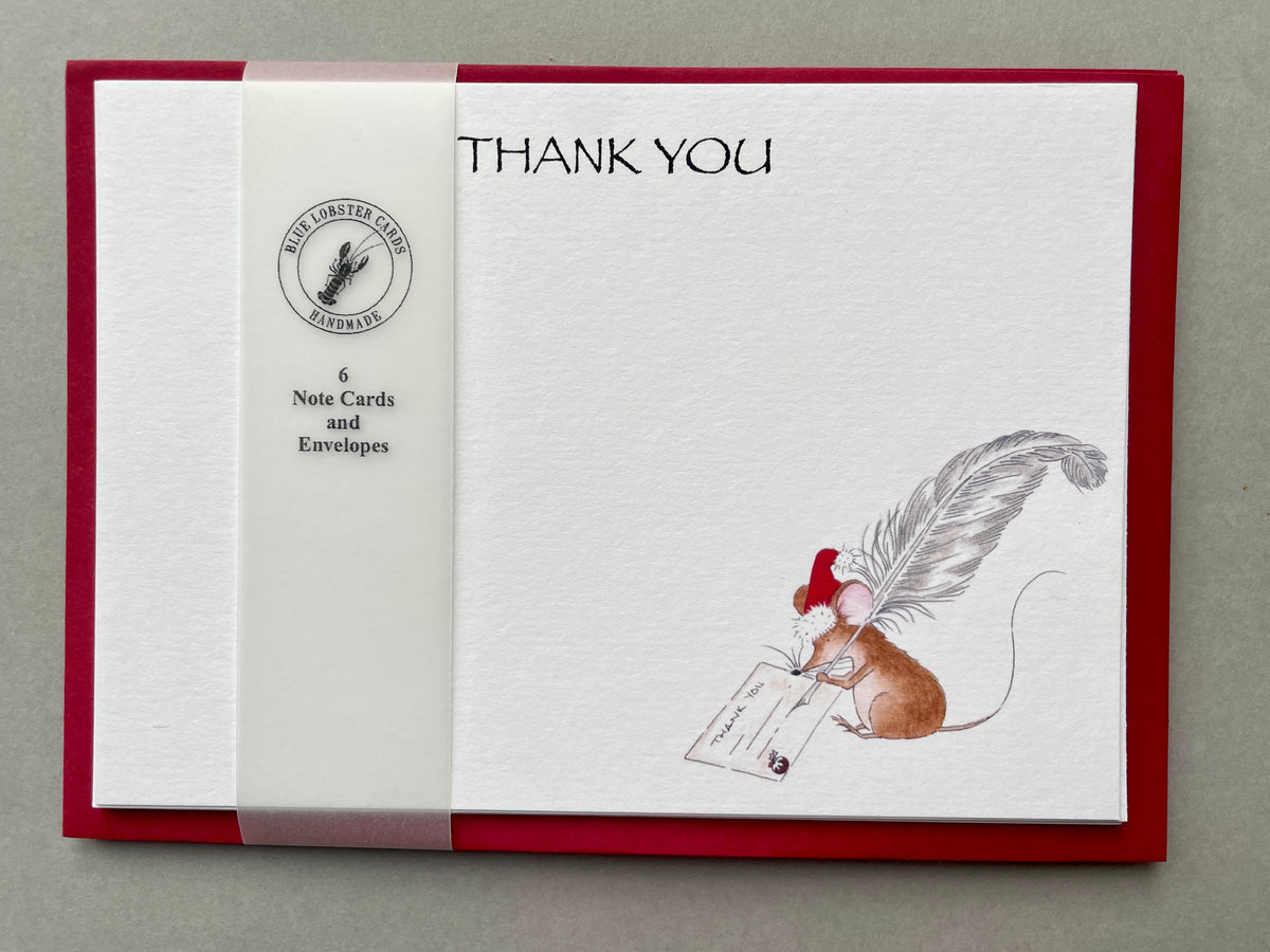 Christmas Thank You Notecards with Envelopes β Christmas Mouse β Packs of 6 or 10 β Original Watercolour