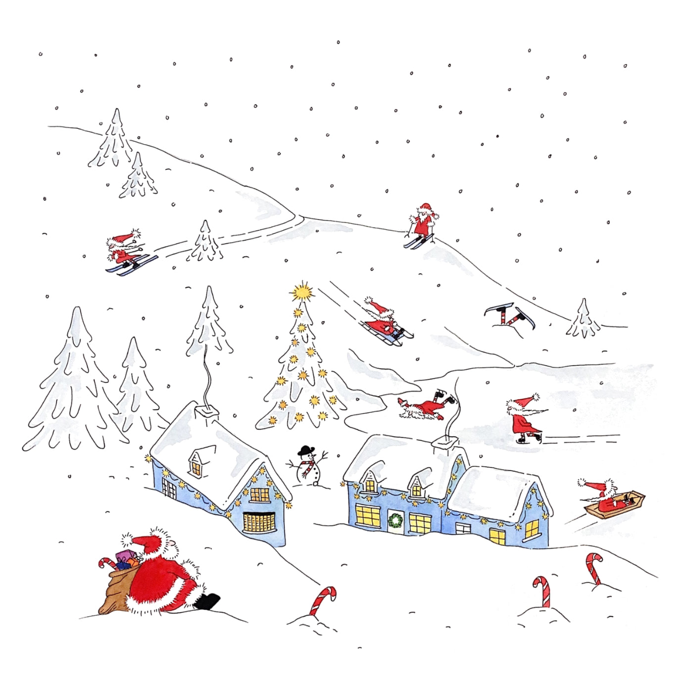 Skiing Santas