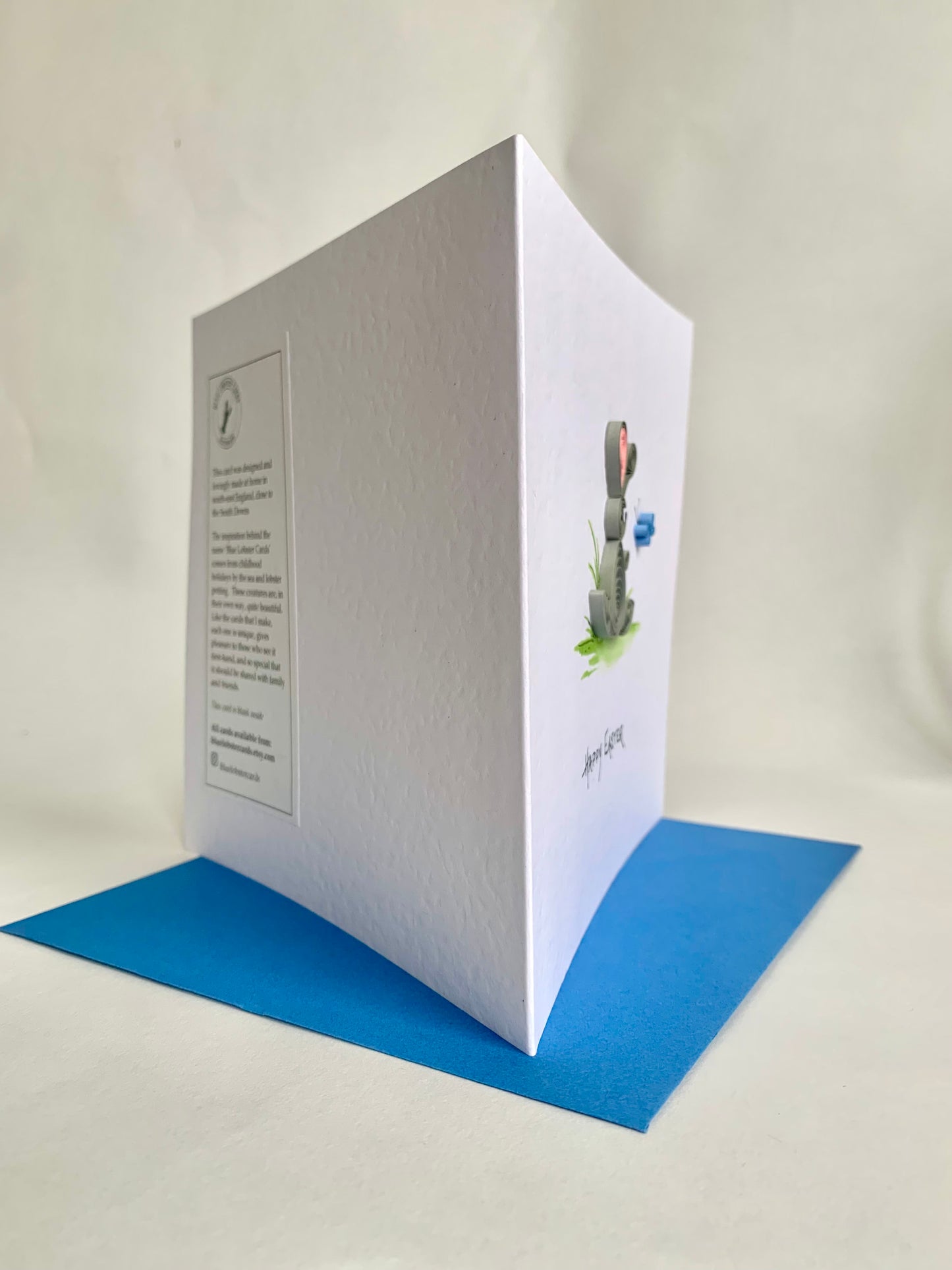 Handmade Easter Bunny Card - Quilled Bunny with Butterfly - Hand Painted