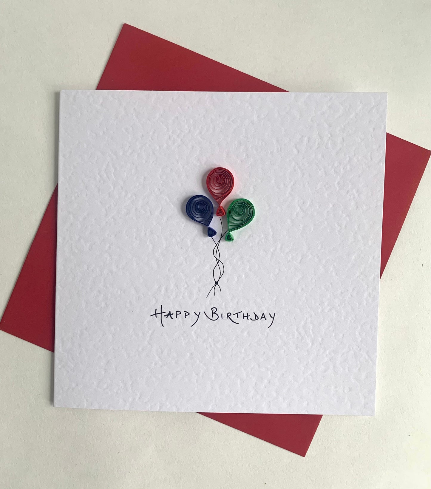 Handmade Quilled Balloon Birthday Card - 3D Happy Birthday Party Balloons - Colour Options for Him Her Brother Sister Mum Dad Friend