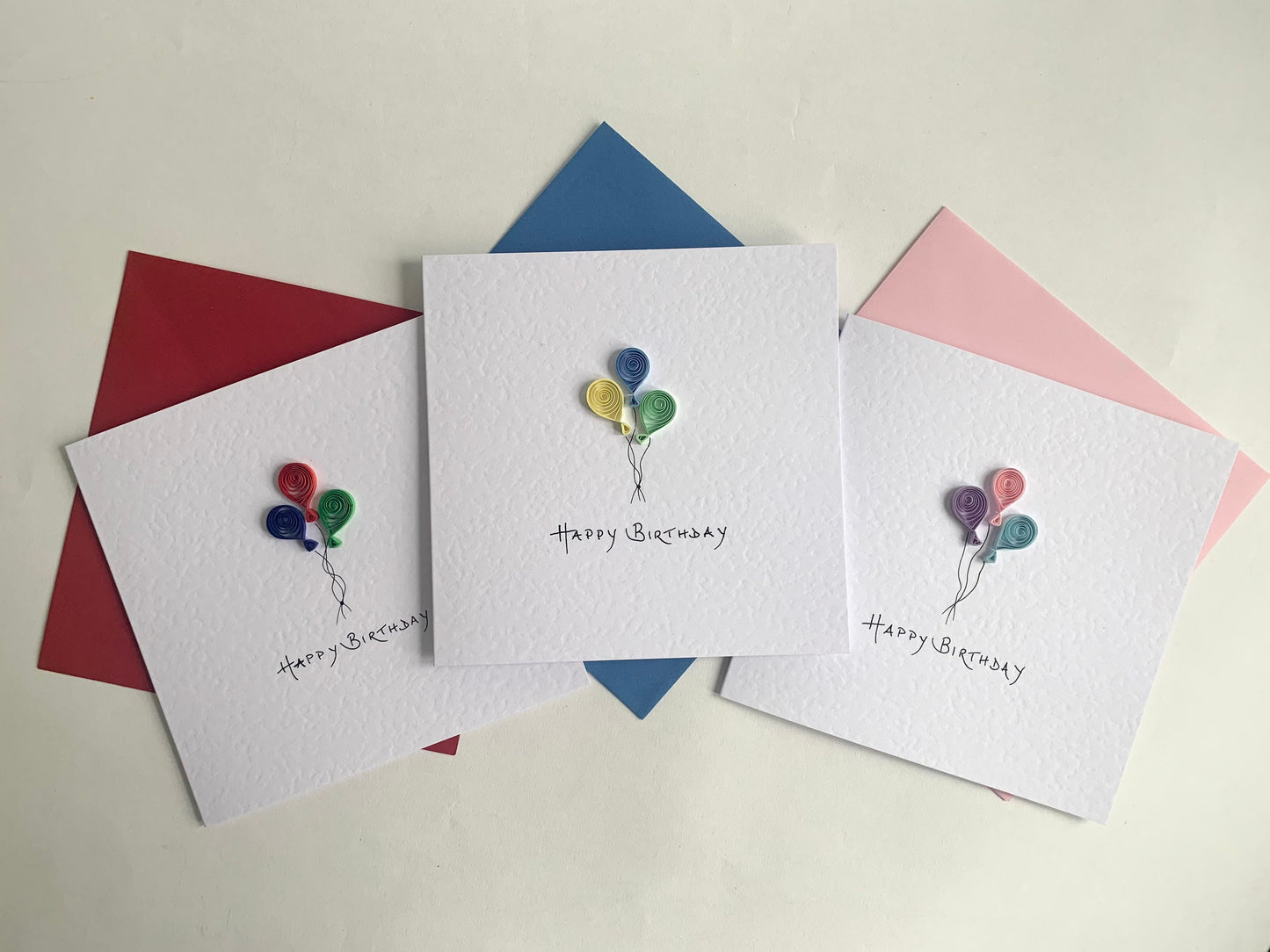 Handmade Balloon Birthday Card - 3D Quilled Party Balloons - 3 Colour Options