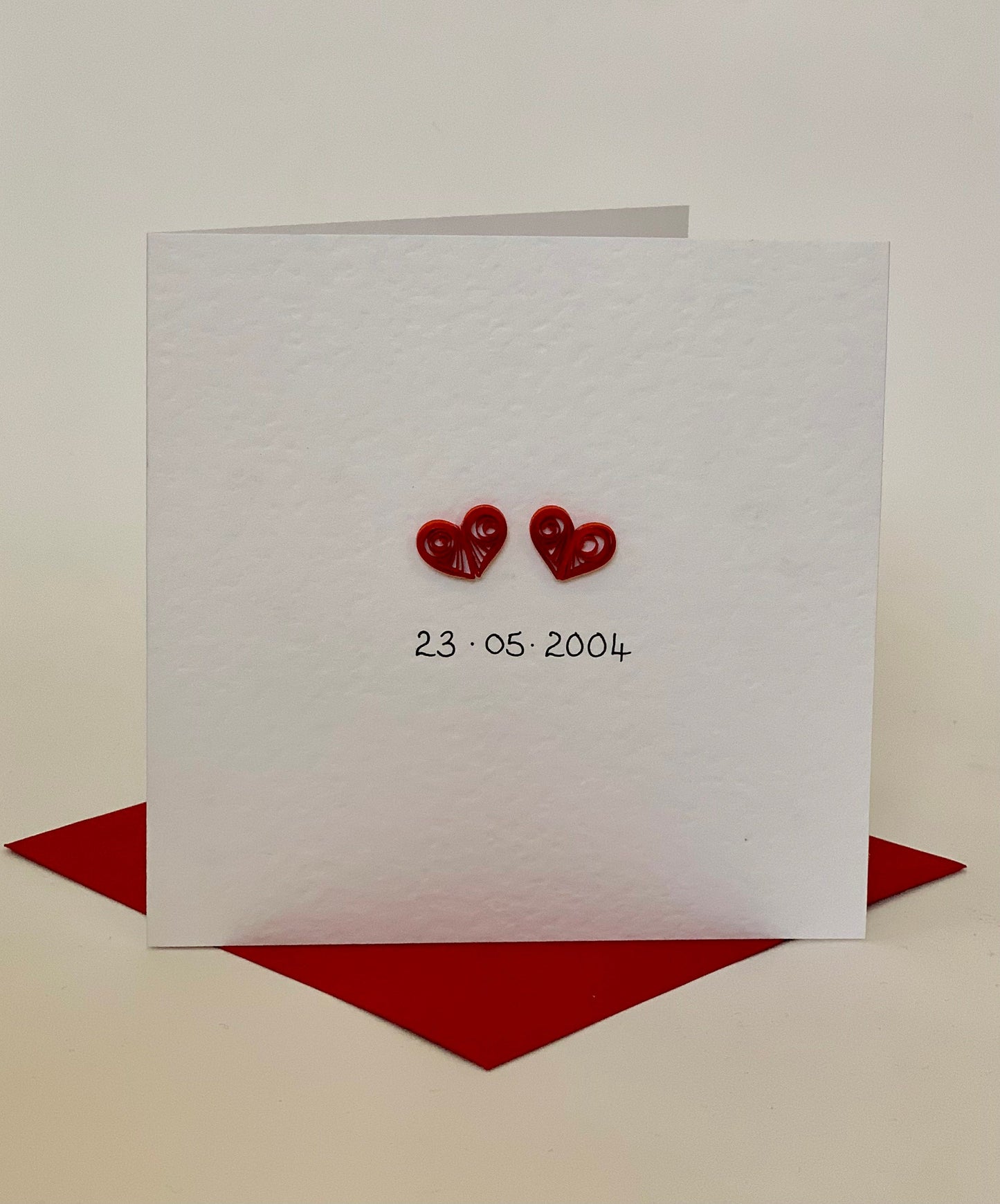 Personalised Message, Name or Date - Two Quilled Paper Hearts