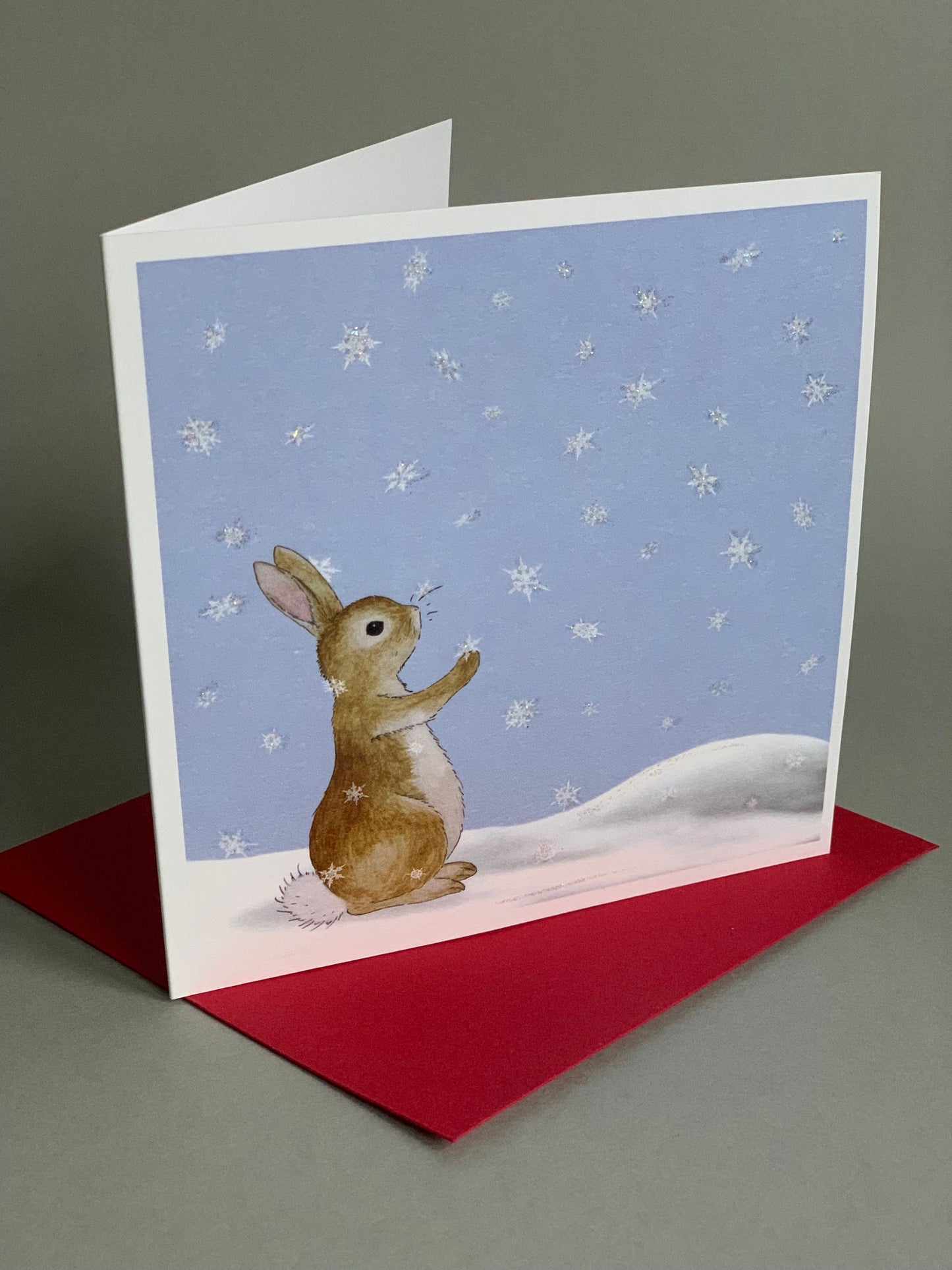 Rabbit Catching Snowflakes - Single Card