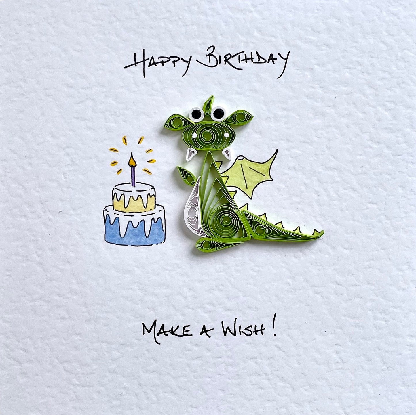 Handmade Dragon Birthday Card - Make A Wish!