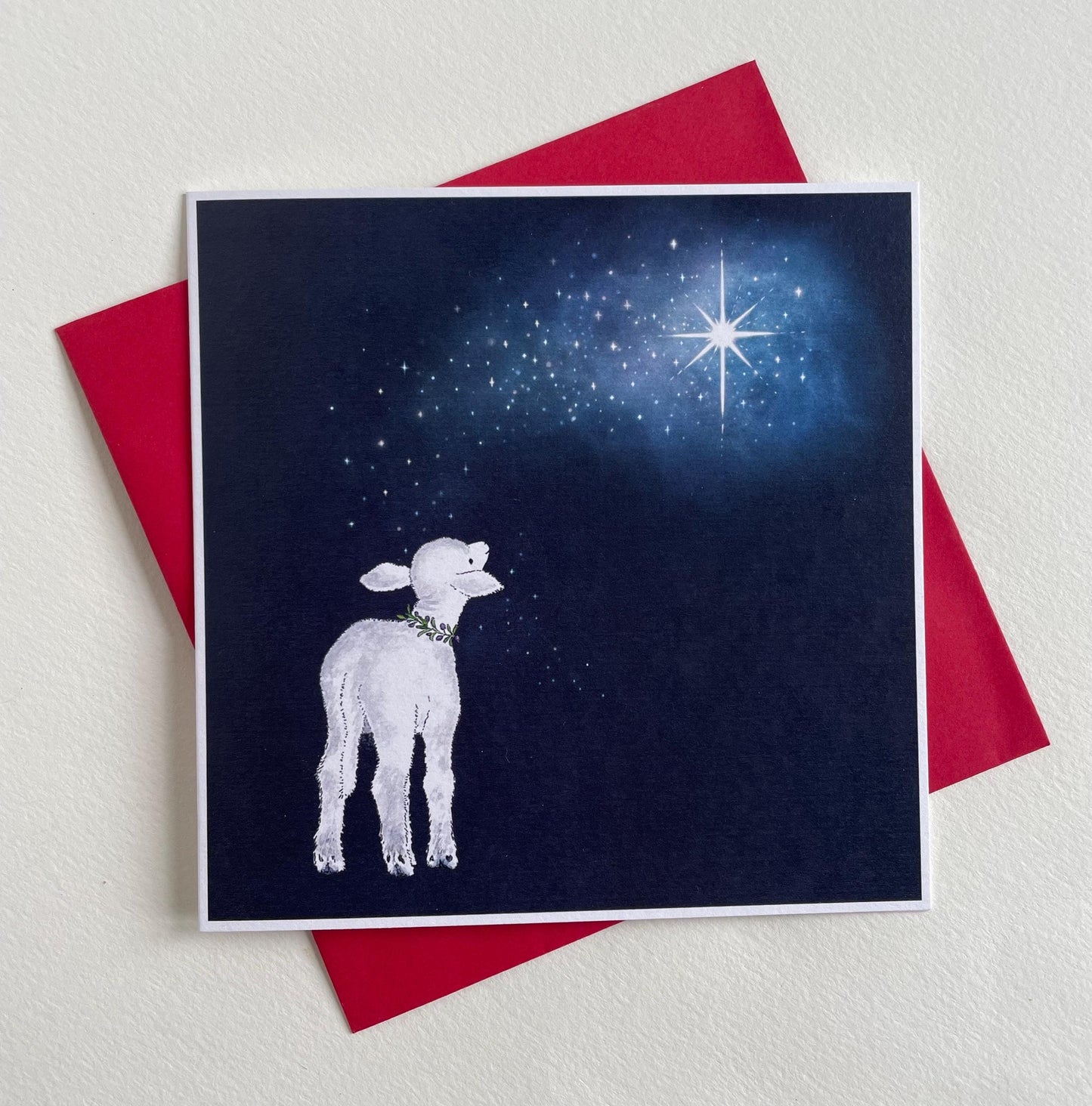 Lamb & Christmas Star - Single Card