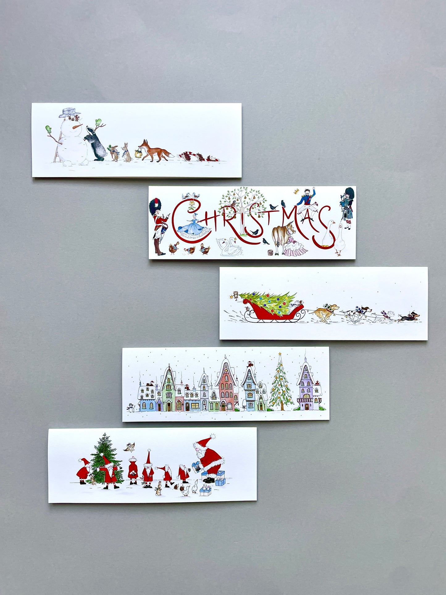 5 Assorted Charity Christmas Cards - Watercolour Art Illustrations