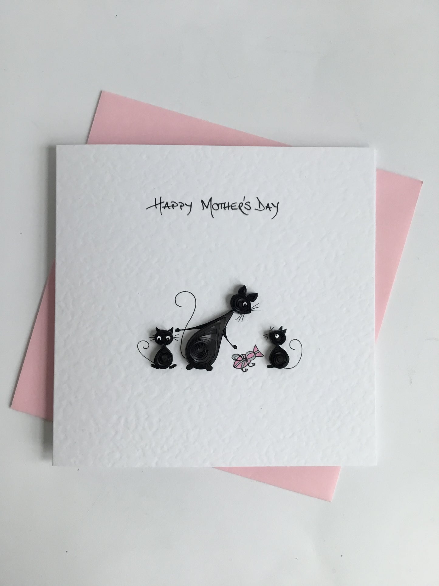 Handmade Cat Mother’s Day Card - Something Fishy - Quilled Cat and Kittens
