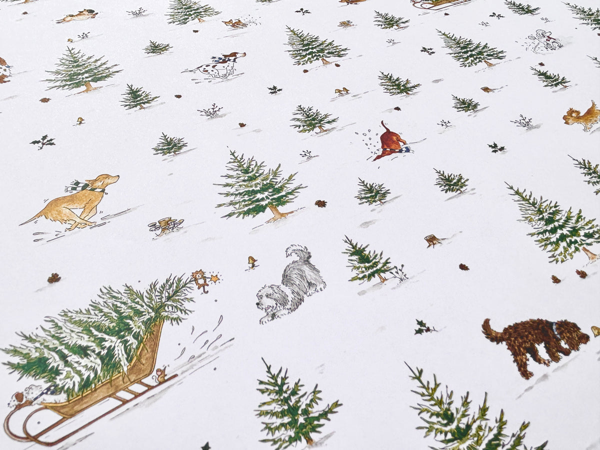 Christmas Wrapping Paper – Snow Dogs - Original Watercolour Dog Gift Wrap