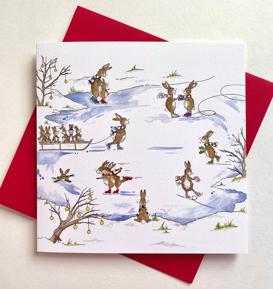 Skating Bunnies - Single Card
