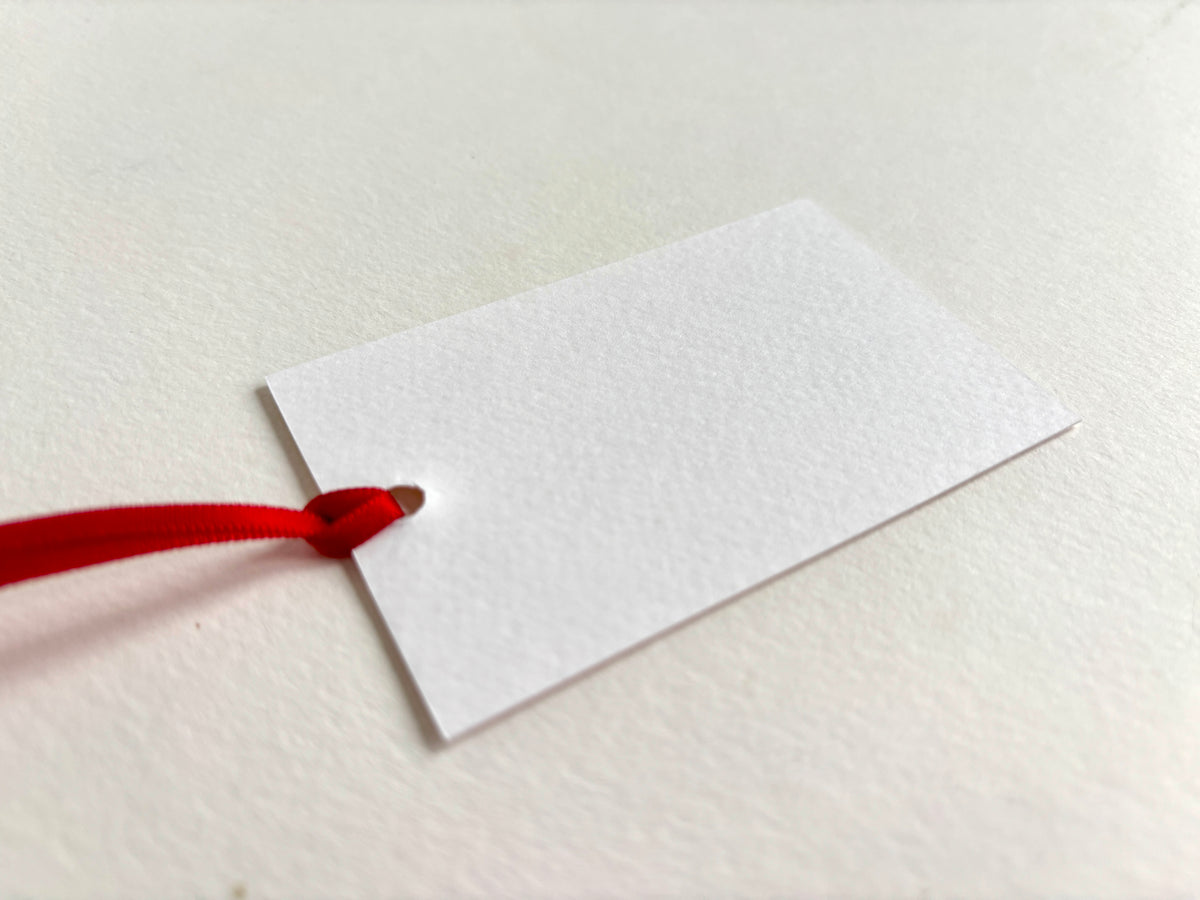 6 Snow Dog Christmas Gift Tags – Christmas Tree Sleigh Labels with Red Ribbon