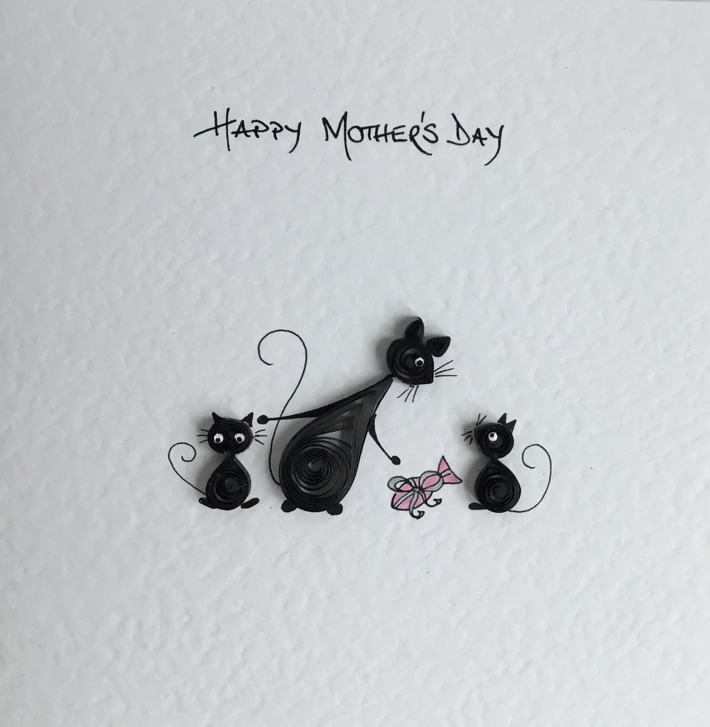 Handmade Cat Mother’s Day Card - Something Fishy - Quilled Cat and Kittens