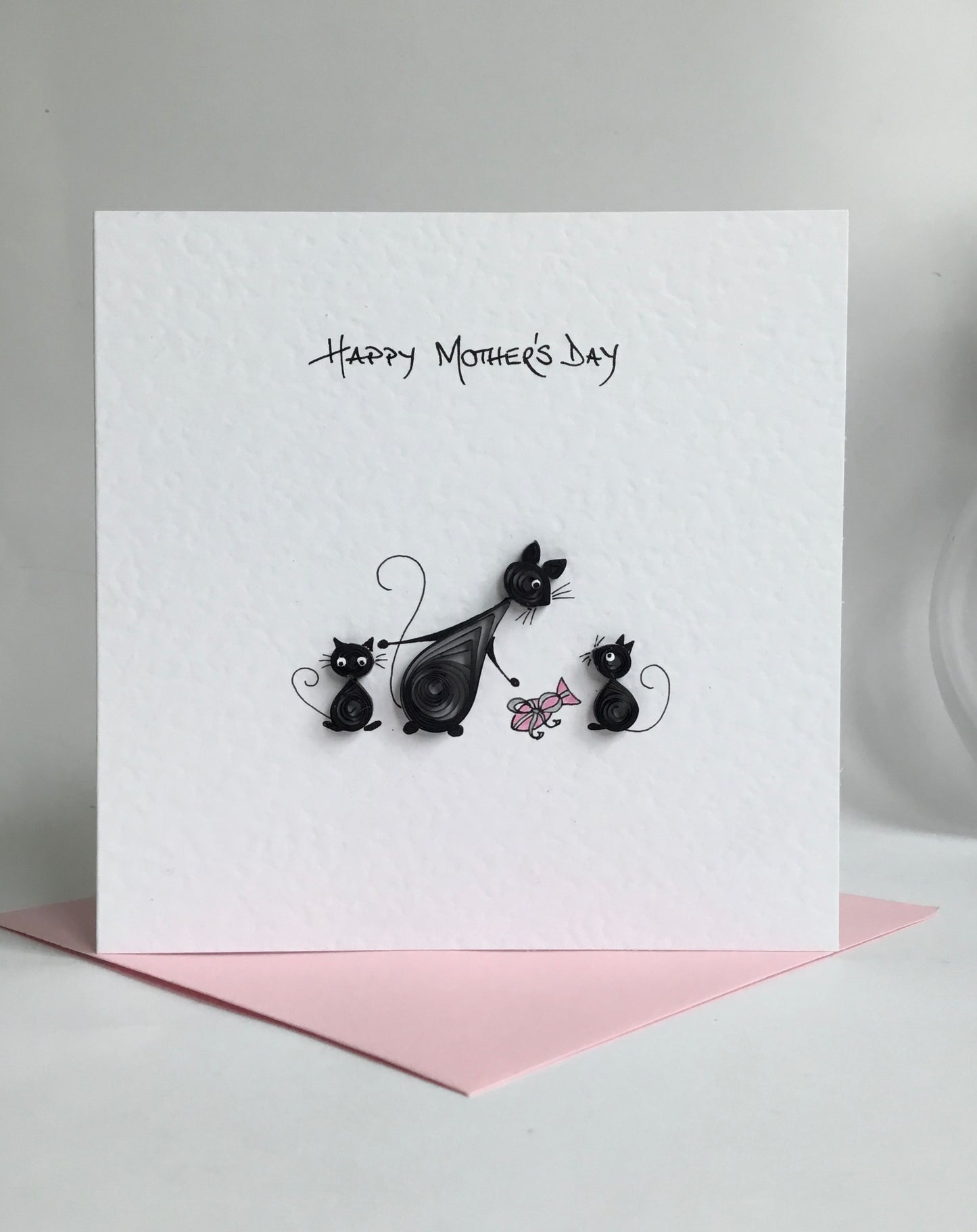 Handmade Cat Mother’s Day Card - Something Fishy - Quilled Cat and Kittens