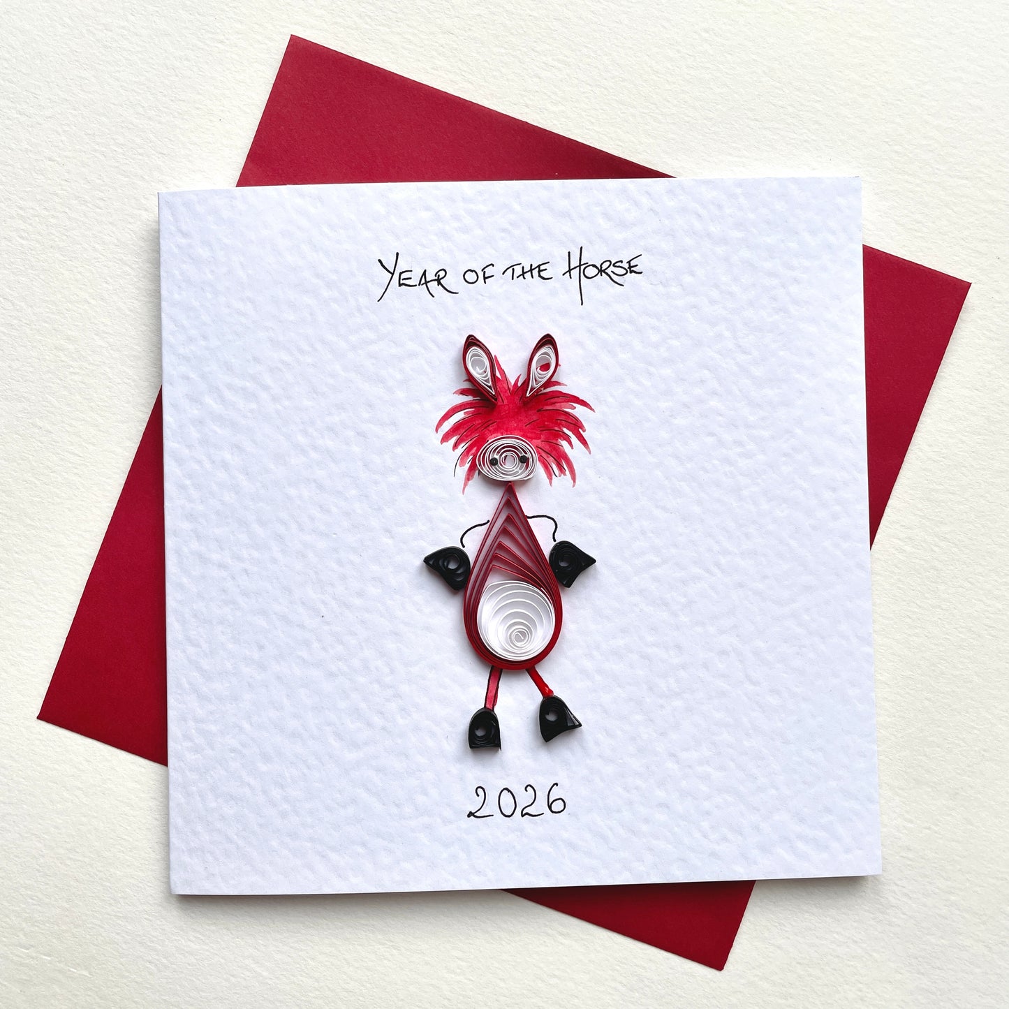 Handmade Year of the Horse Card 2026 - Lunar New Year