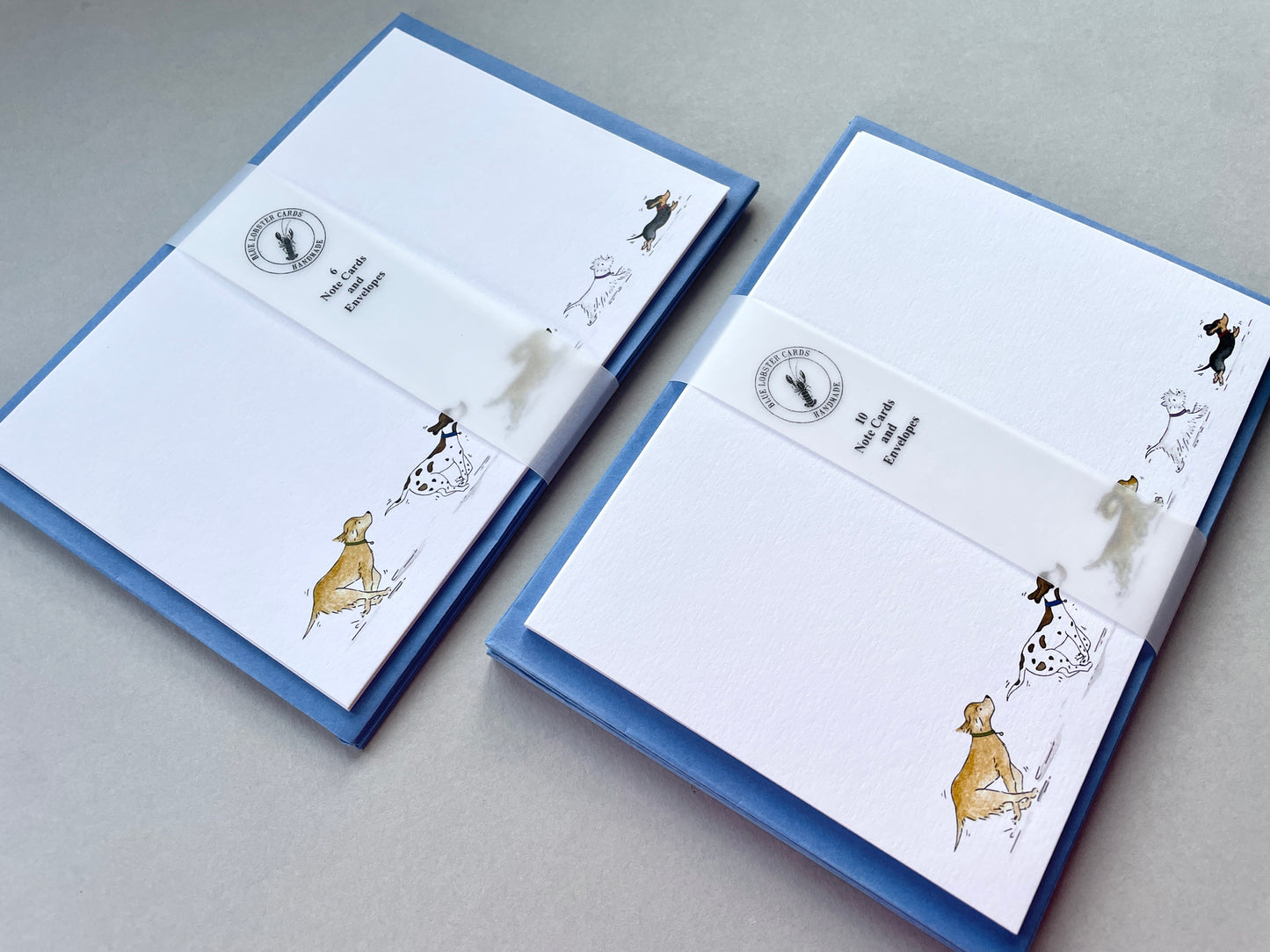 Dog Note Cards Set - Illustrated Dog Stationery with Envelopes (6 or 10) - Original Watercolour