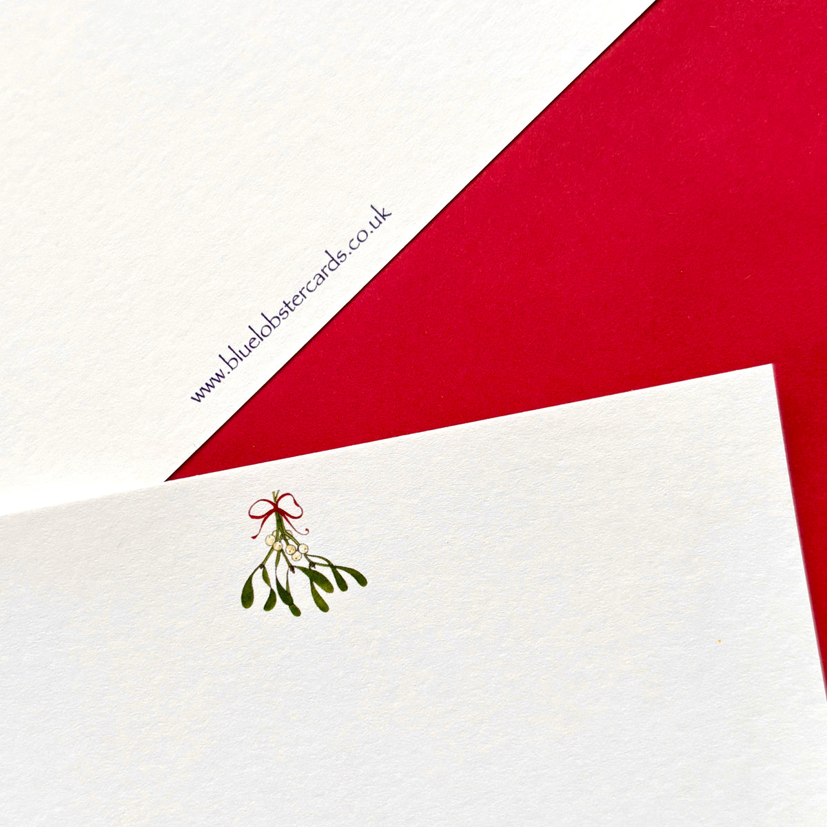 Mistletoe Christmas Notecards with Envelopes – Packs of 6 or 10 – Original Watercolour
