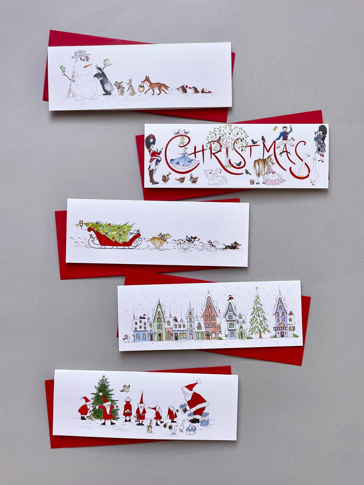 5 Assorted Charity Christmas Cards - Watercolour Art Illustrations