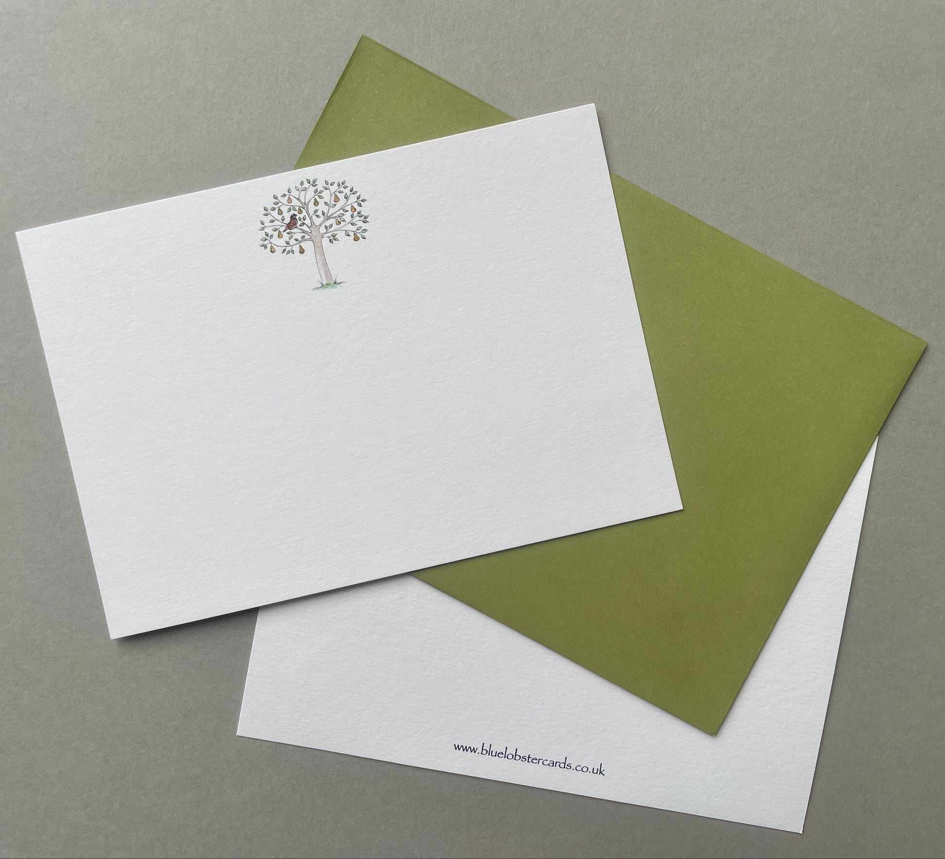 A6 Partridge Christmas notecard with coordinating coloured envelope, printed on fine quality 300gsm FSC-certified card.