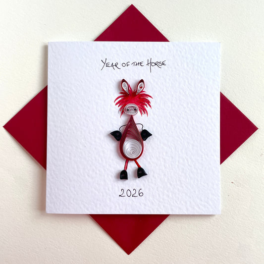 Handmade Year of the Horse Card 2026 - Lunar New Year