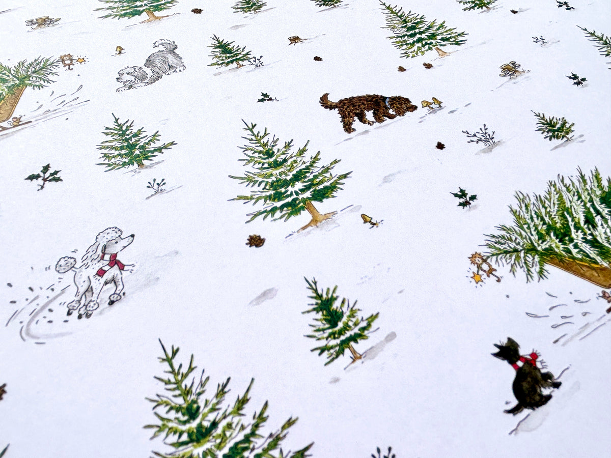 Christmas Wrapping Paper – Snow Dogs - Original Watercolour Dog Gift Wrap