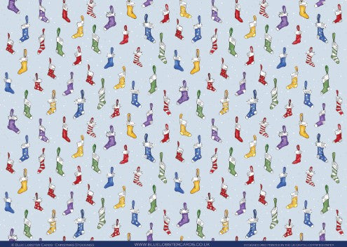 Christmas Wrapping Paper – Colourful Stockings with Snow - Original Watercolour Gift Wrap