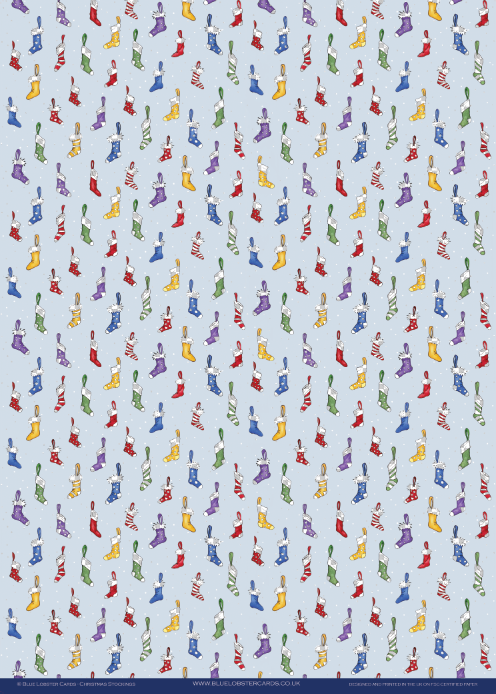Christmas Wrapping Paper – Colourful Stockings with Snow - Original Watercolour Gift Wrap