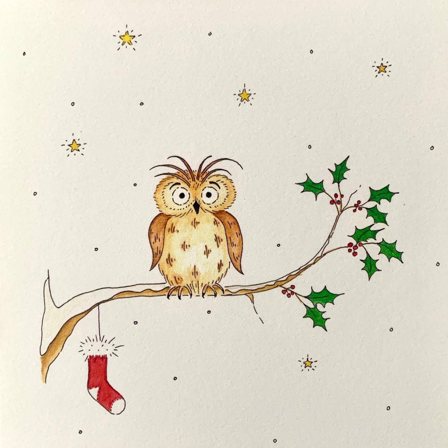 Showing detail of original watercolour artwork and fine quality slightly textured cardstock