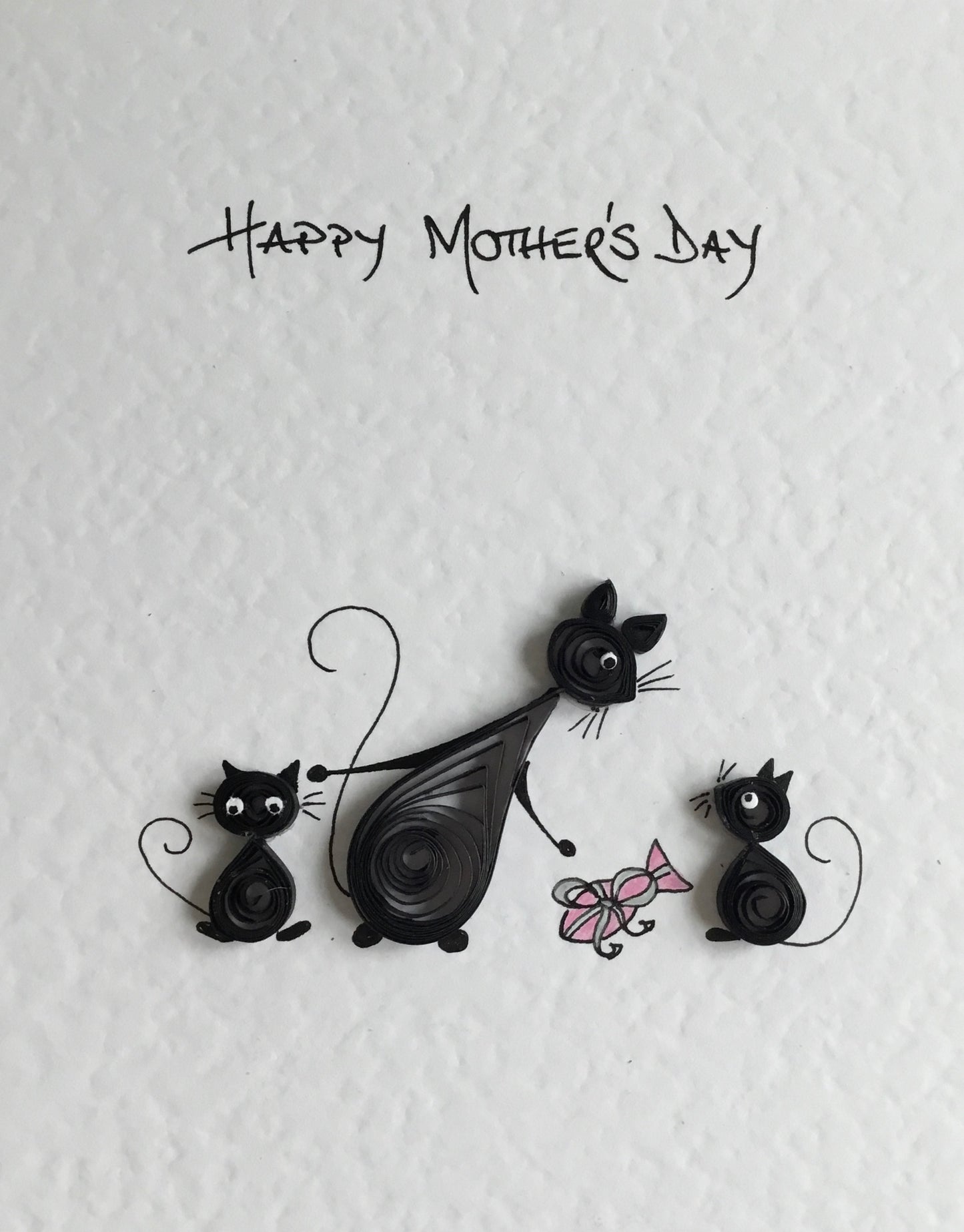 Handmade Cat Mother’s Day Card - Something Fishy - Quilled Cat and Kittens
