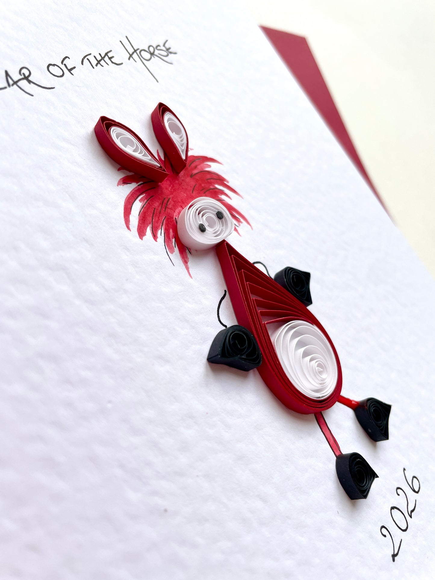 Handmade Year of the Horse Card 2026 - Lunar New Year