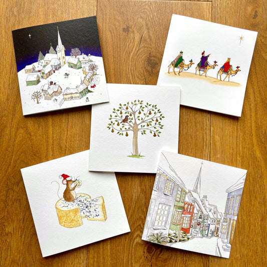 Mixed Charity Christmas Cards (B) - Traditional Watercolour Illustrations
