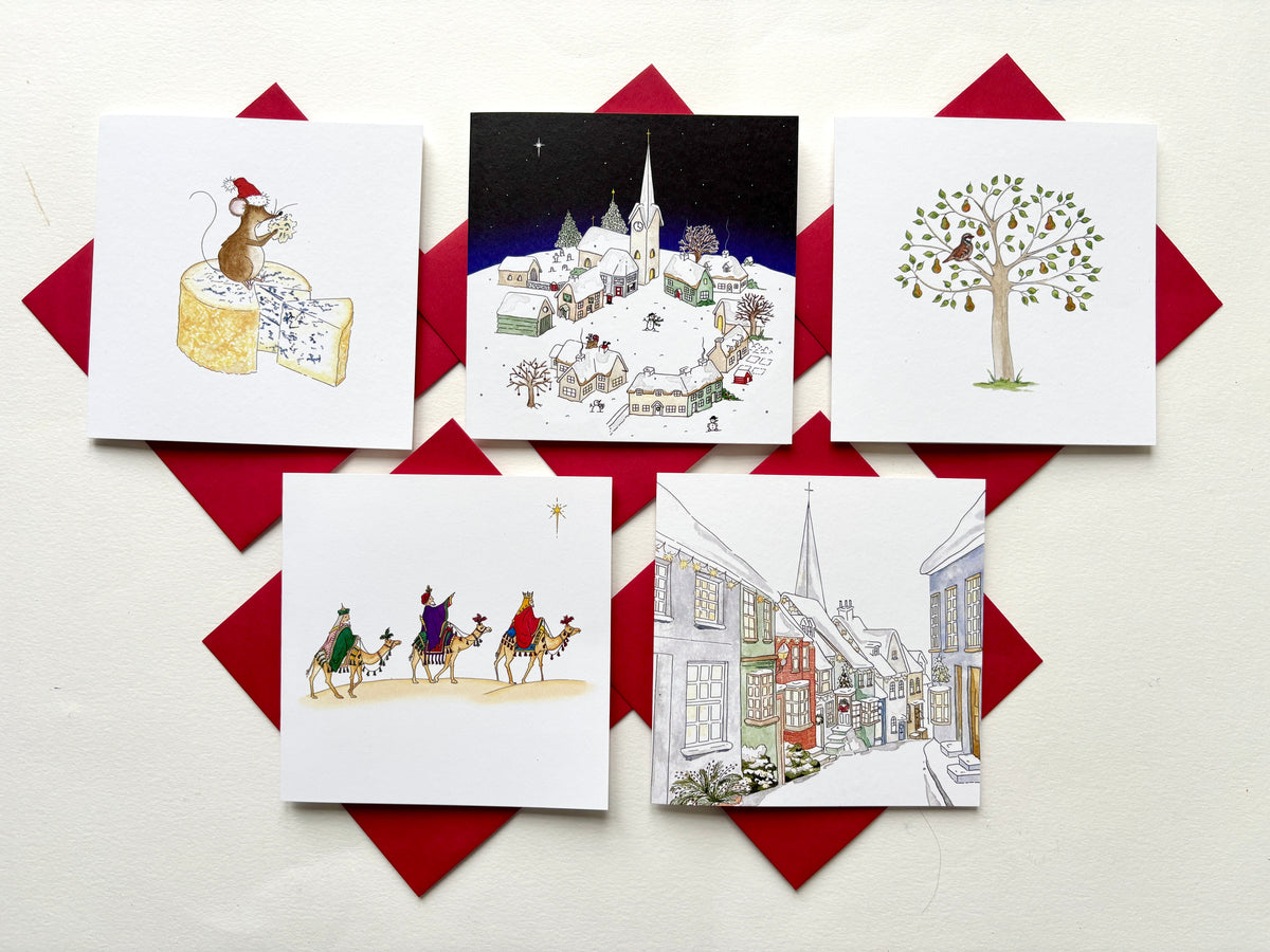 Mixed Charity Christmas Cards (B) - Traditional Watercolour Illustrations