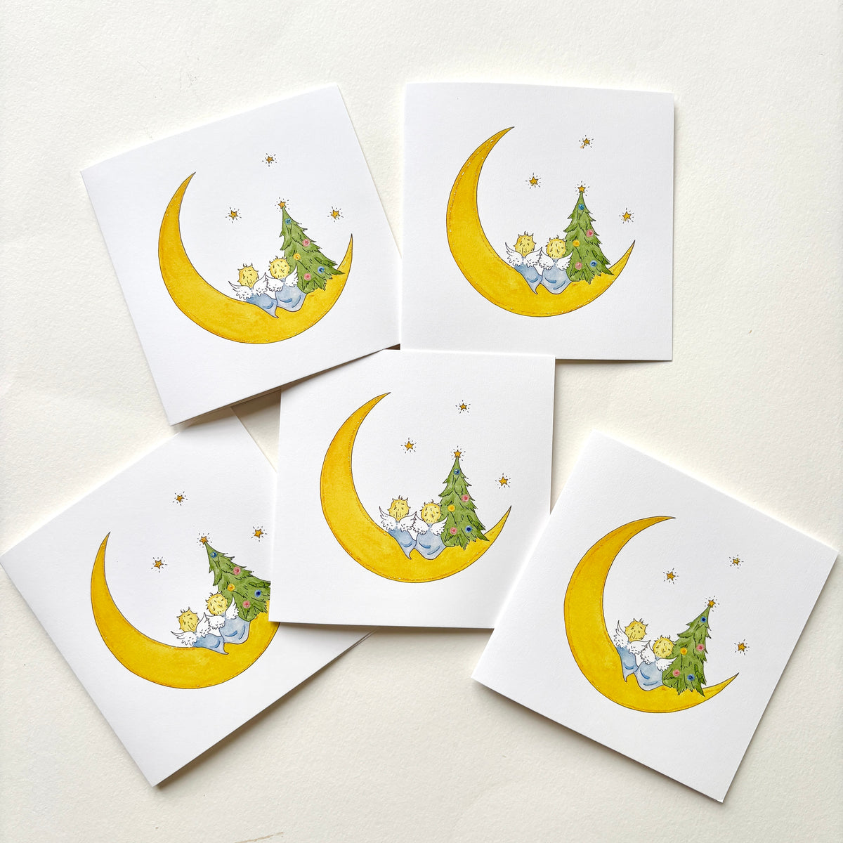Angel Charity Christmas Cards Pack – Little Angels by Starlight – Original Watercolour