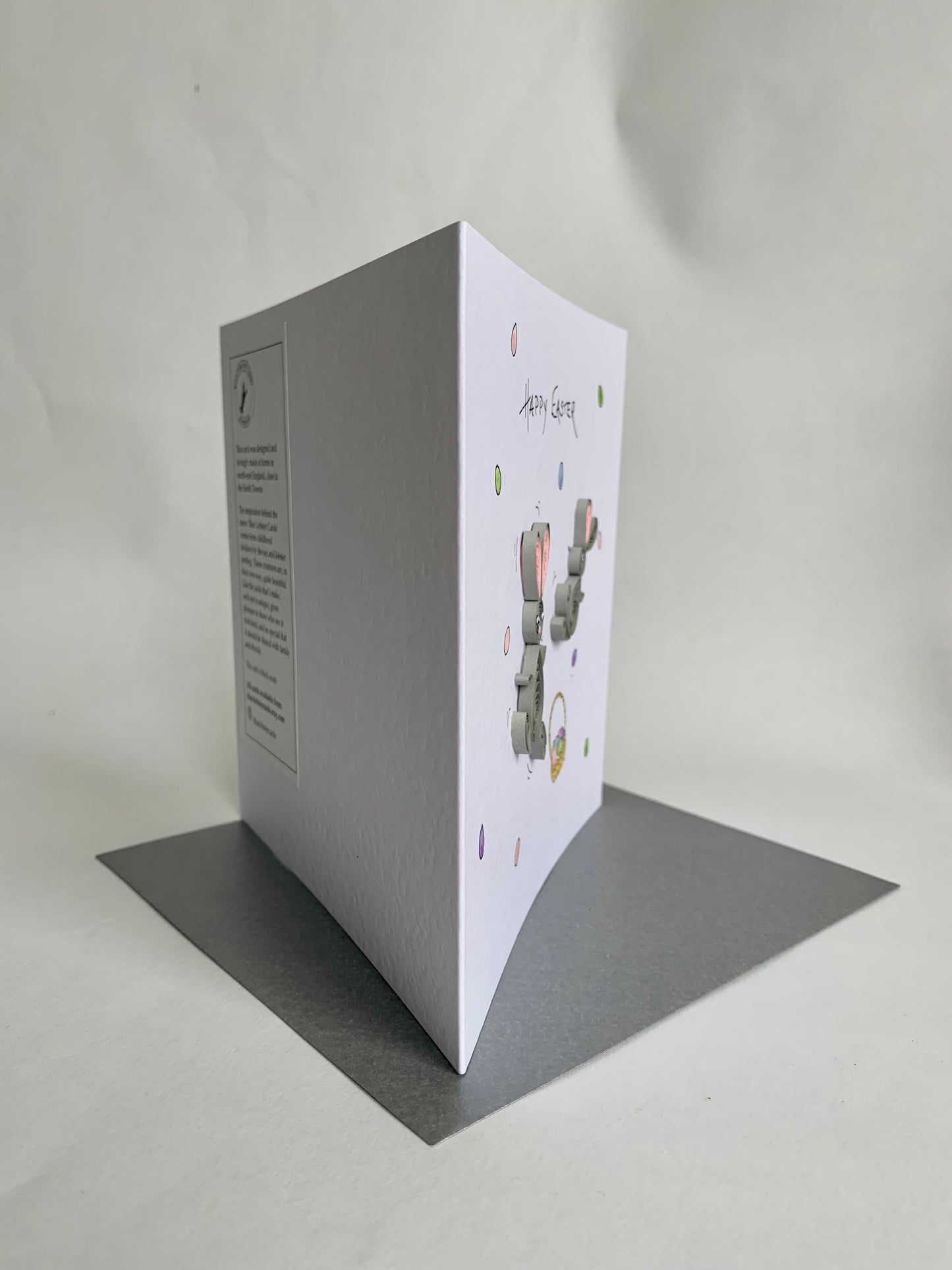 Handmade Quilled Bunny Easter Card - 3D Bunnies and Easter Eggs