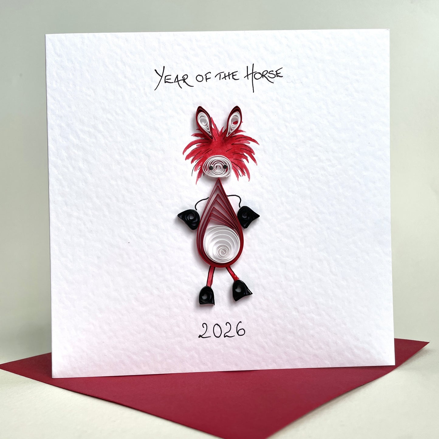 Handmade Year of the Horse Card 2026 - Lunar New Year