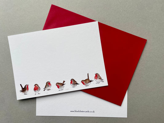 Original watercolour Robin Notecards with red envelopes