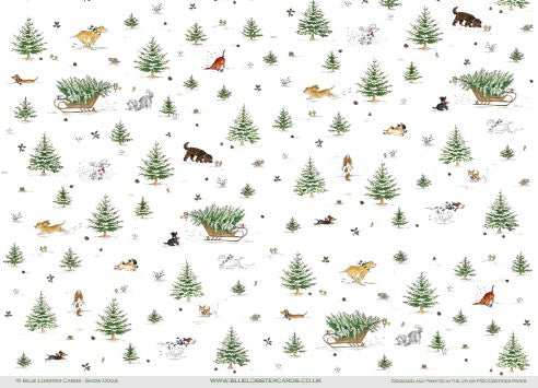 Christmas Wrapping Paper – Snow Dogs - Original Watercolour Dog Gift Wrap