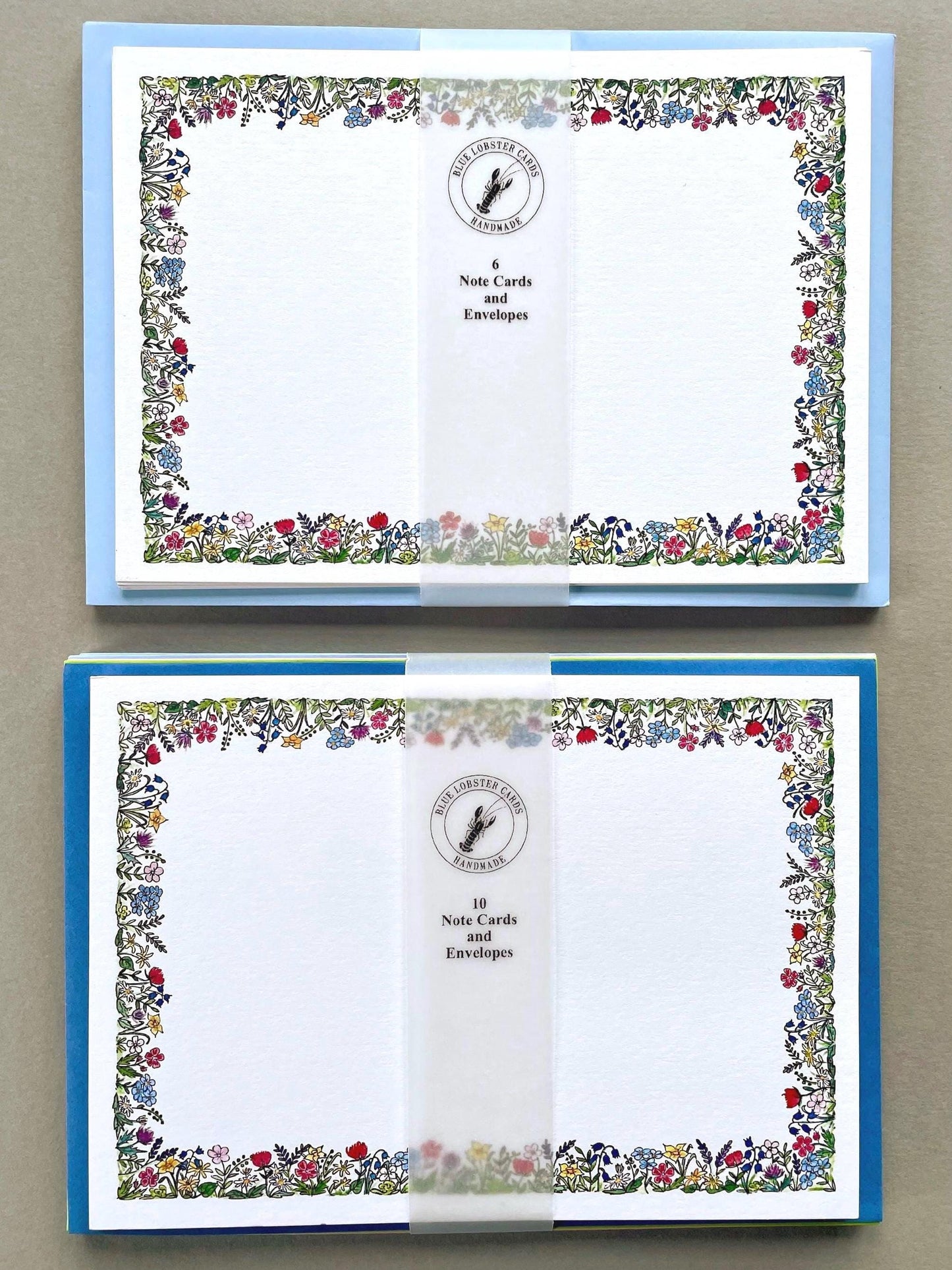     Handmade floral notecards available in packs of 6 or 10