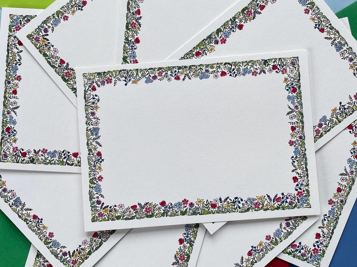     Floral notecards with coloured envelopes featuring original watercolour flower artwork