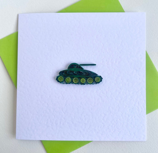 Handmade Quilled Card - 3D Army Tank Card - Birthday Card for Him / Military Armed Forces Soldier Card / Passing Out Army Congratulations