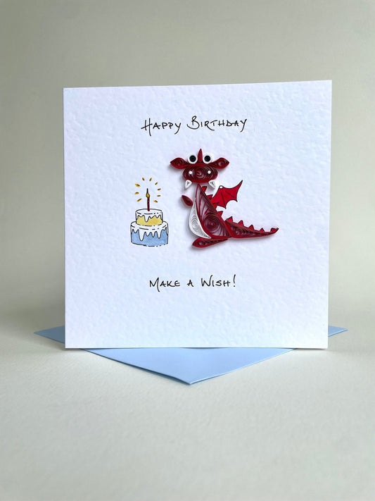 Make A Wish! Red Dragon Birthday Card