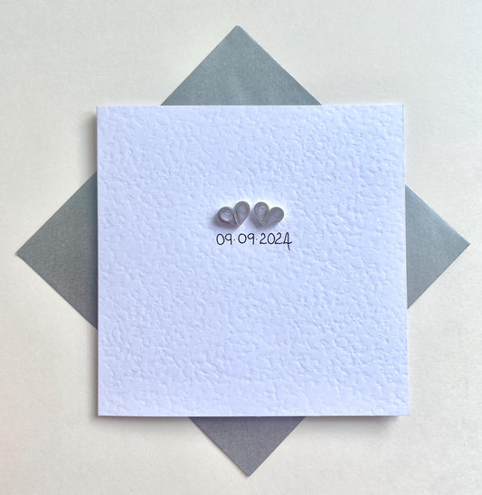 Two Silver Hearts with Personalised Date